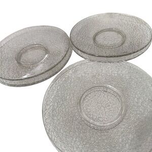 L. E Smith 7 Cracky Clear Glass 7 1/4 inch Salad Plate Light UV Glow Depression